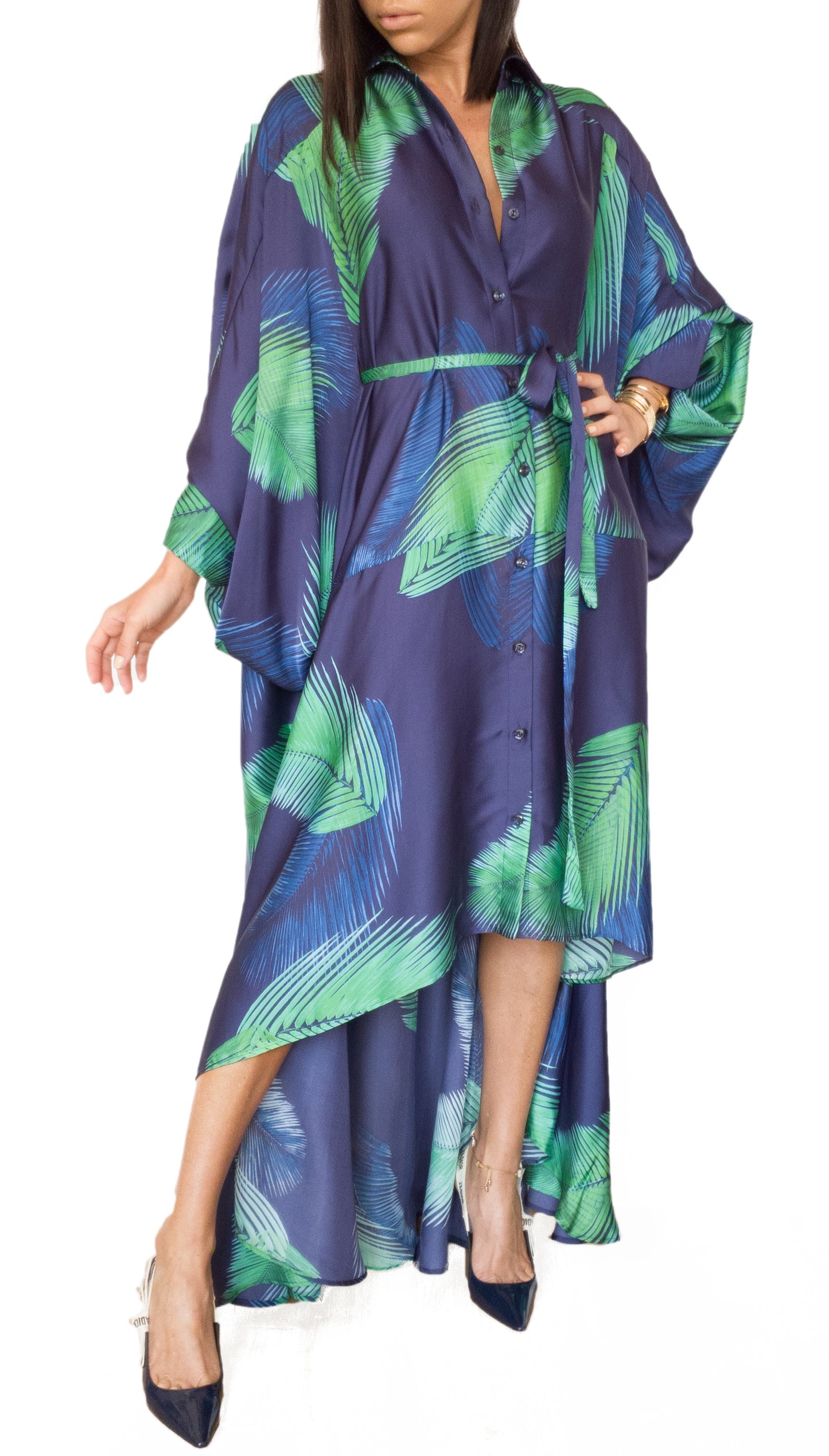 Floral-print silk-satin maxi dress