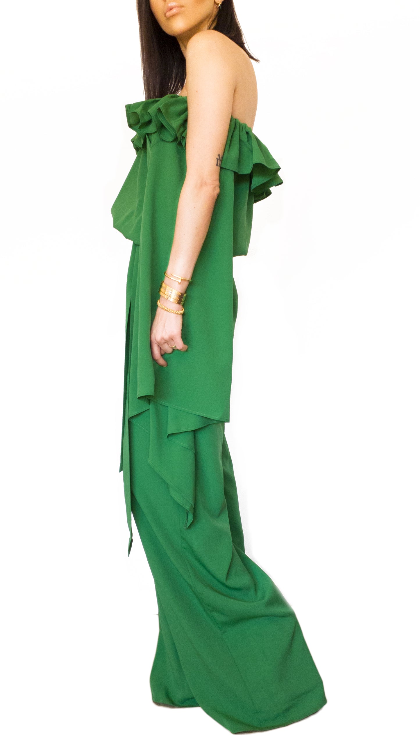 One Shoulder Long Jumpsuit Green