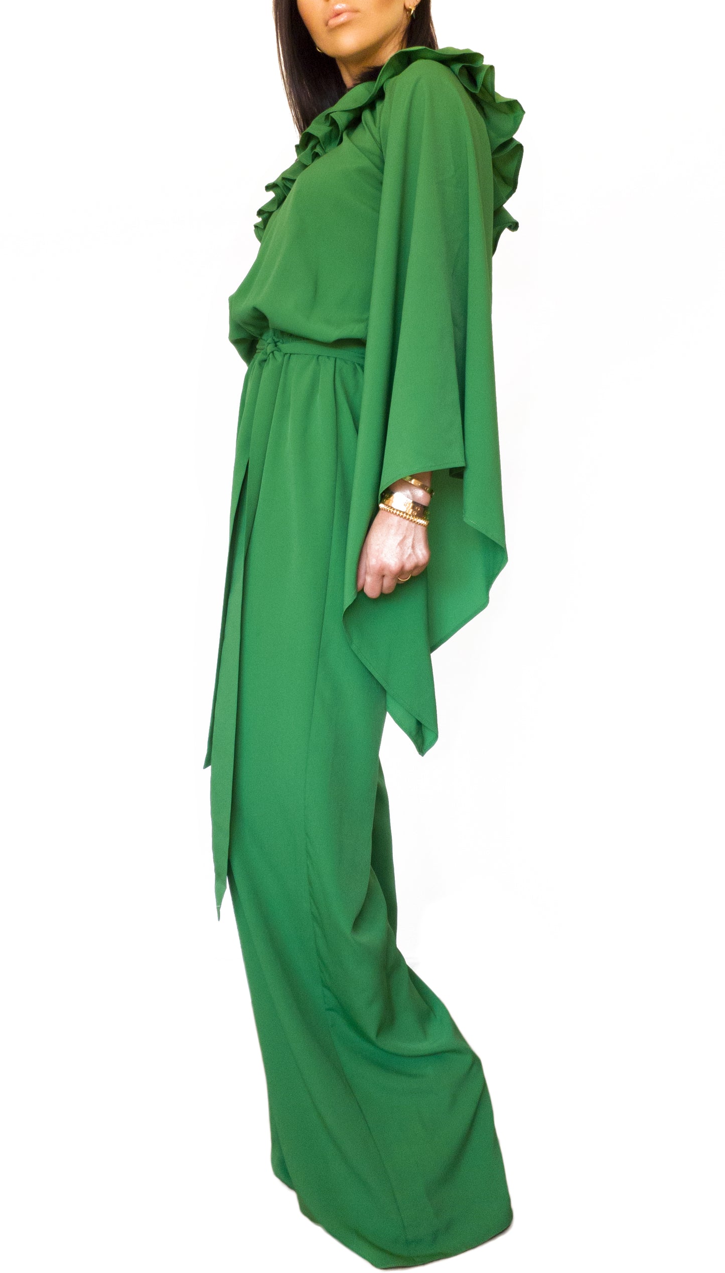 One Shoulder Long Jumpsuit Green