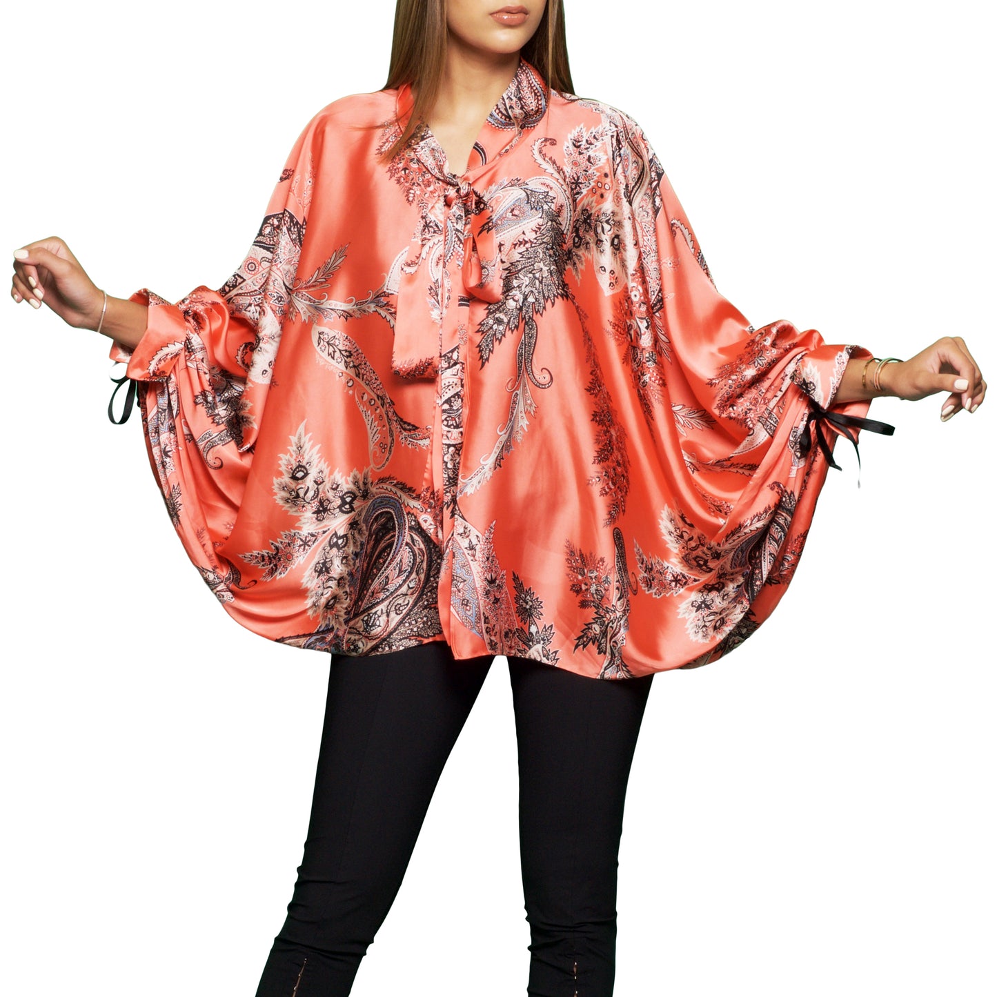 Trow Over Satin-Print Top